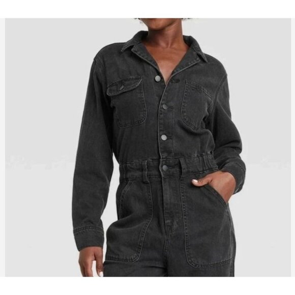 NEW Women's 6 Long Sleeve Utility Baggy Denim Jumpsuit - Universal Thread k1026 - Picture 4 of 9
